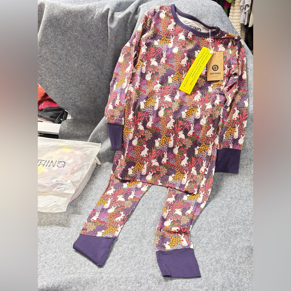 Wild Woven Kind thing Modal tencel 2 piece floral bunnies purple  pj set